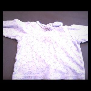 Long sleeve white shirt with pastel floral pattern